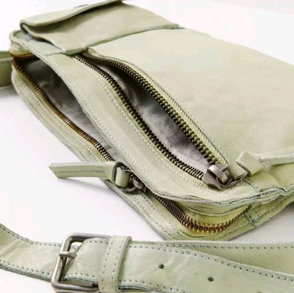 New Free People Collection Jagger Leather Crossbody Sling Bag | Soft Light Green - Picture 3 of 12